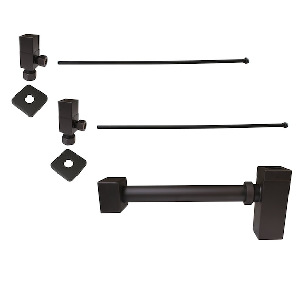 Westbrass Qubic 1/4-Turn Lavatory Supply Kit W/ Valves & Risers in Oil Rubbed Bronze D1338QSL-12 - main